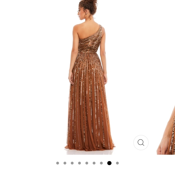 Mac Duggal One-Shoulder Sequin Brown Dress